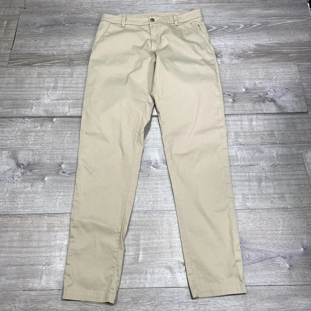 Lululemon Pants Mens 31 Tan Beige Casual Chino Stretch‎ Golf ABC Athletic * flaw
